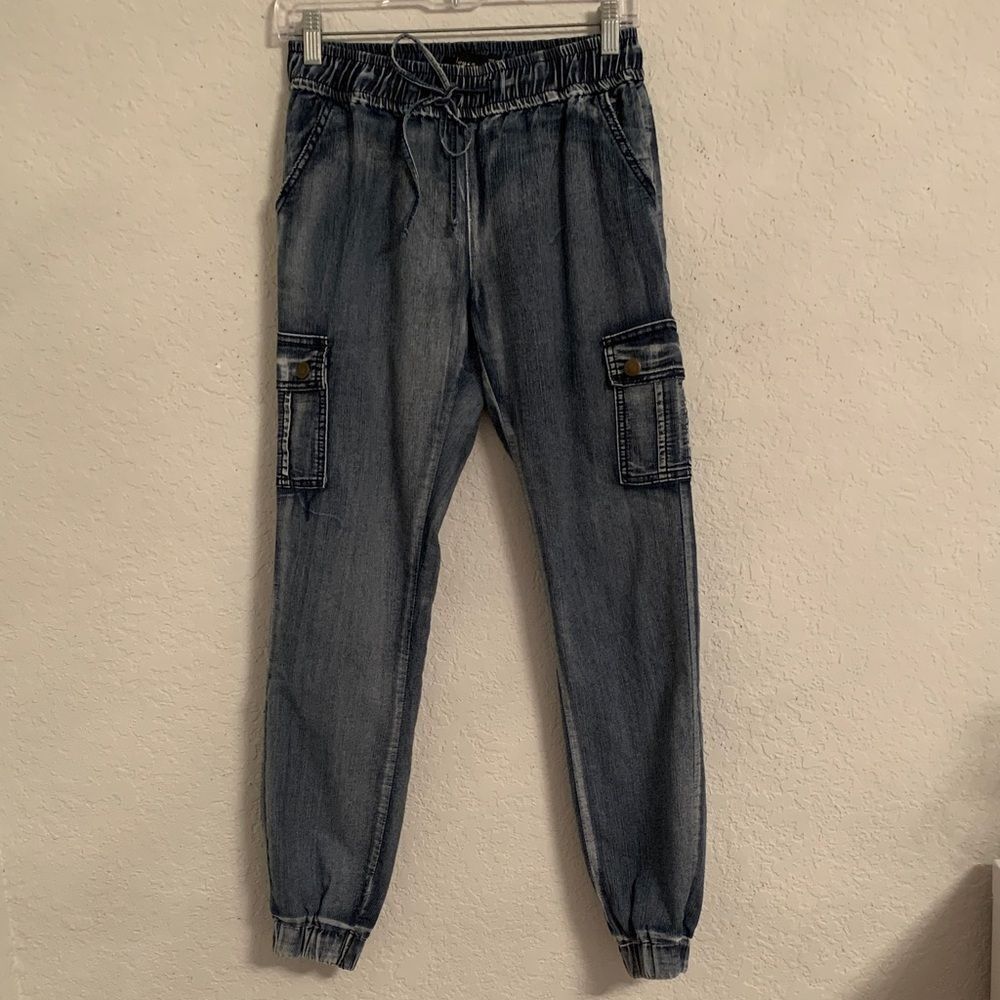 Joyce Premium Collection Casual Blue Cargo Jogger Pants Size M